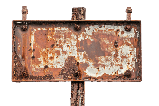 AI generated Old Rusty Metal Sign on a Post png