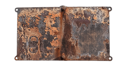 AI generated Old Rusty Metal Sign on a Post png