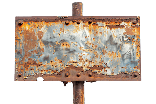 AI generated Old Rusty Metal Sign on a Post png
