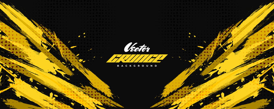 Abstract Black and Yellow Dirty Grunge Background with Halftone Effect. Sports Background with Brush Stroke Illustration vector