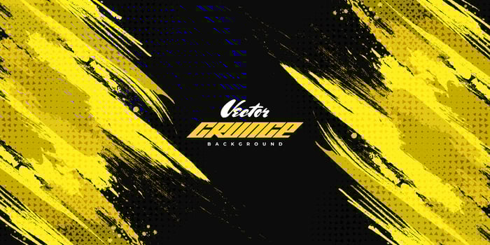 Abstract Black and Yellow Dirty Grunge Background with Halftone Effect. Sports Background with Brush Stroke Illustration vector