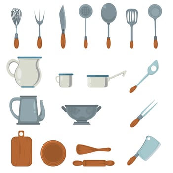 traditional kitchen utensil illustration set vector