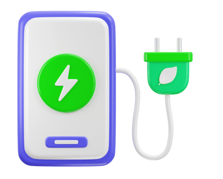battery charging station icon on green energy recycle icon 3d render png
