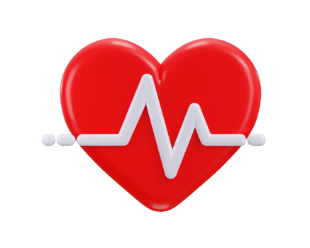 red heart with white pulse line icon 3d rendering illustration png
