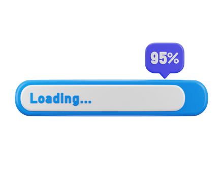95 percent progress of loading bar icon 3d rendering illustration png