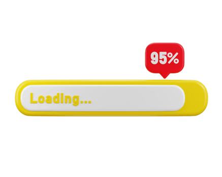95 percent progress of loading bar icon 3d rendering illustration png