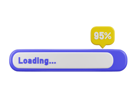 95 percent progress of loading bar icon 3d rendering illustration png