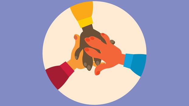 people hands gathering hands for collaboration and cooperation vector