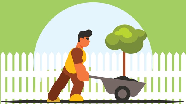 Farmer in the farm collecting the crops harvest season illustration vector