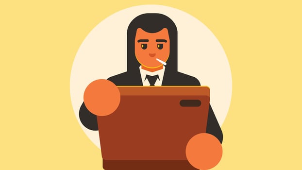 Employee is working in his workplace illustration vector