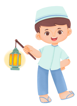 Muslim Kid Holding Islamic Lantern png