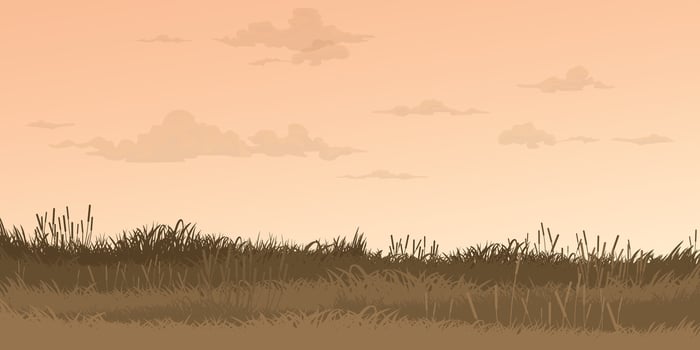 Nature landscape sunset in autumn season flat design illustration. Pastel environment concept template have blank space. vector
