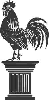 AI generated Silhouette rooster on top of building black color only vector