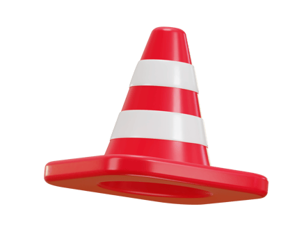 3d traffic cone icon concept on traffic safety rubber road cone striped warning road barrier icon 3d render png