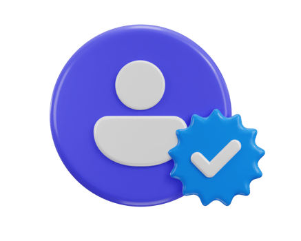 3d user account blue mark icon concept of user verified icon illustration png