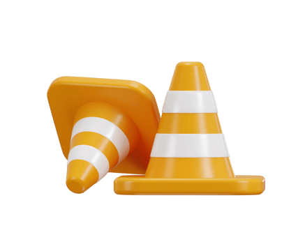 3d traffic cone icon concept on traffic safety rubber road cone striped warning road barrier icon 3d render png