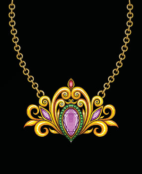 Jewelry design vintage art necklace sketch by hand drawing. vector