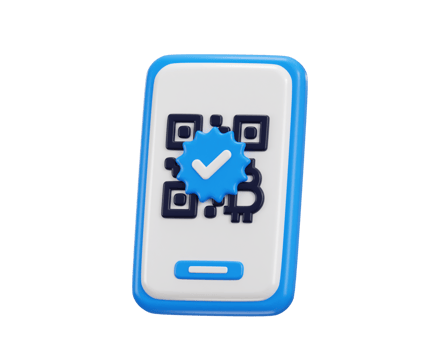 3d Smart phone with qr code scanner verified icon png