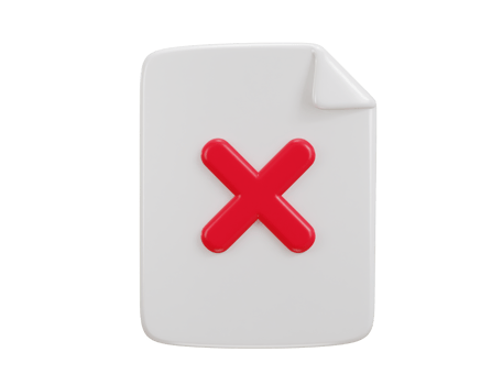 cross mark on paper failed icon 3d rendering illustration png