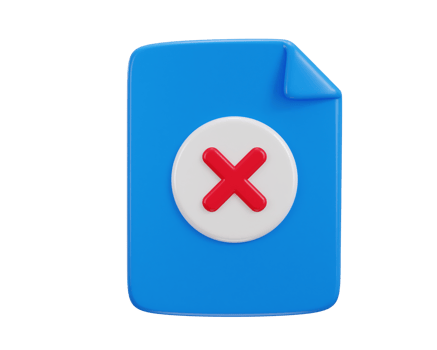 cross mark on paper failed icon 3d rendering illustration png