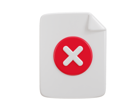 cross mark on paper failed icon 3d rendering illustration png
