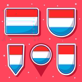 Flat cartoon illustration of Luxembourg national flag with many shapes inside vector