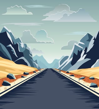 landscape asphalt auto road in nature among mountains hills and trees stock illustration vector