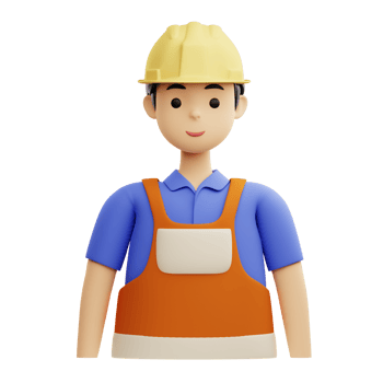 3D Illustration construction worker male png
