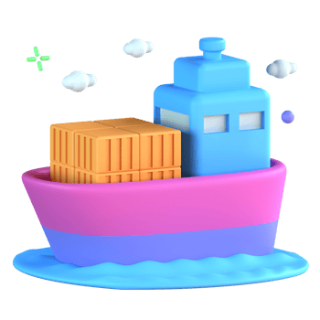 3D Illustration cargo ship png