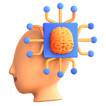 3D illustration education icon artificial intelligence png