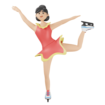 3D illustration sport icon figure skating png