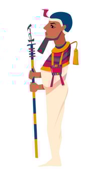 Ancient egyptian god Ptah, demiurge of Memphis flat illustration. Creator deity of craftsmen and architects isolated on white background. Antique mythological character from history, religion. vector