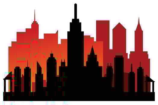 Silhouette City landscape. Modern building architecture Urban cityscape vector