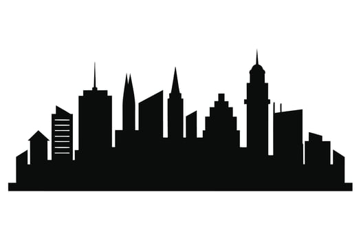 Silhouette City landscape. Modern building architecture Urban cityscape vector