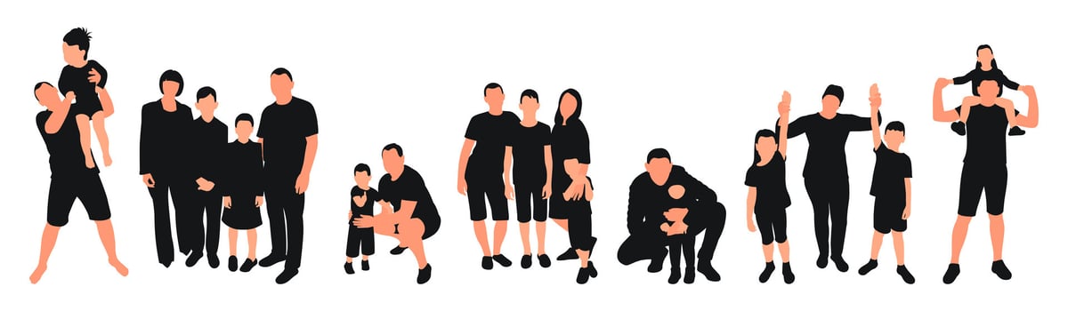 Group of families, parents and children holiday vector