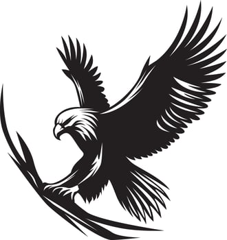 Eagle sitting on tree branch, Eagle Vector illustration