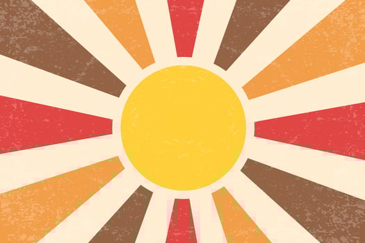 Retro sun rays abstract groovy background. Summer 70s graphic design. Sunburst textured poster. Geometric color modern print. Vintage trendy illustration vector