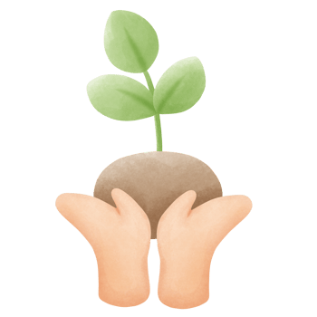 young plant with ground in hands png