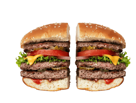a hamburger cut in half png