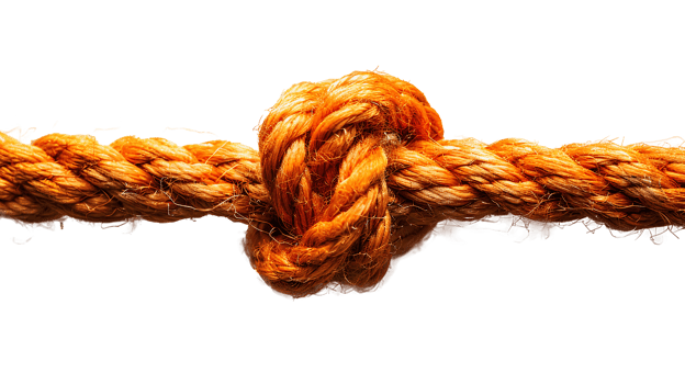 Orange rope with knot . Orange thick string with rope in the middle isolated. Shoe lace string . String top view . Orange rope flat lay png