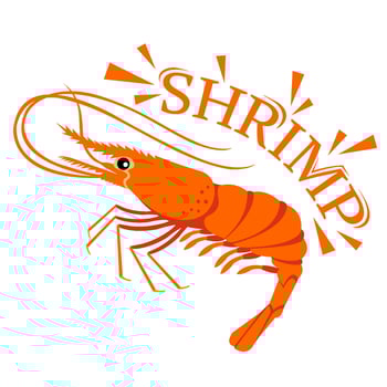Shrimp cartoon with text for food flavor vector