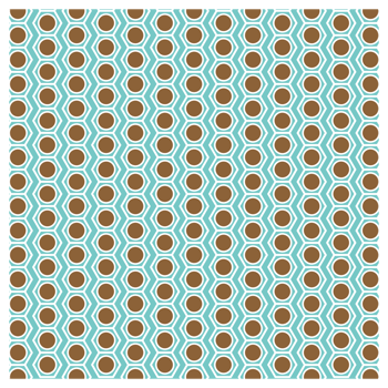 Retro 1970s Style Blue And Brown Hexagons And Circles Vintage Seventies Geometric Background Pattern png