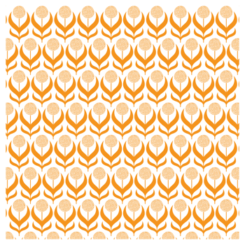 Retro 1970s Orange Textured Dandelion Flowers Mid Century Style Background Pattern png