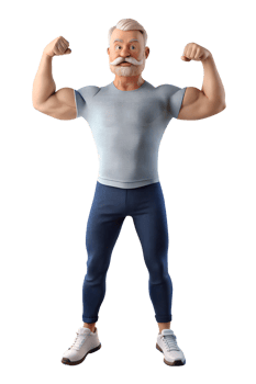 , 3d style illustration of dad is flexing his muscles isolated on transparent background png
