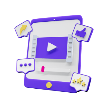 3D tablet icon with different actions. Like, comment, share png