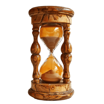 Vintage wooden hourglass on a transparent background png
