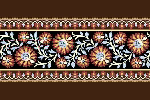 Floral seamless background Geometric ethnic oriental ikat seamless pattern traditional Design for background,carpet,wallpaper,clothing,wrapping,Batik,fabric, illustration embroidery style. vector