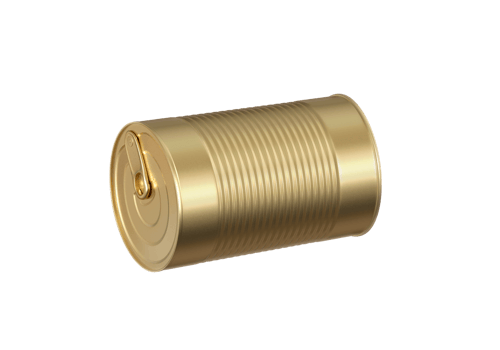 One closed tin can, transparent background png