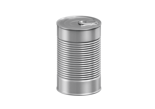 One closed tin can, transparent background png