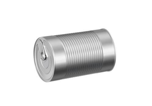One closed tin can, transparent background png